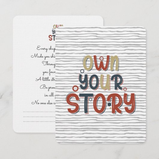 Own Your Story – Inspirational Typography Design Notitiekaartje (Voorkant / Achterkant)