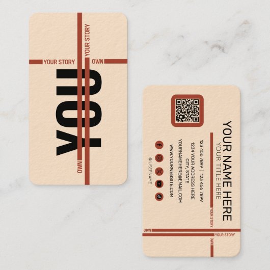 Own Your Story Shirt – Bold Motivational Quote Visitekaartje (Voorkant / Achterkant)