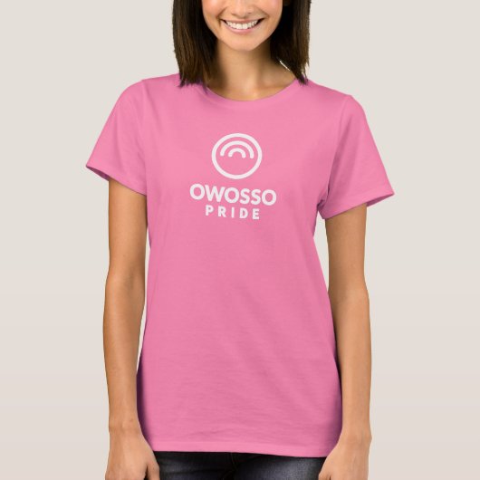 Owosso Pride Vrouwen Wit Logo T-shirt (Voorkant)