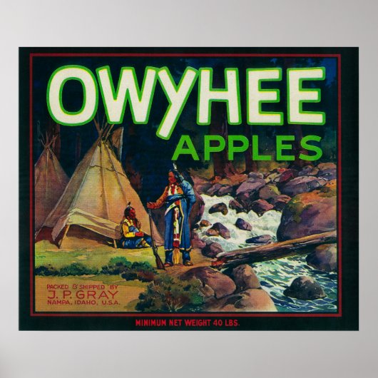 Owyhee Apple Crate LabelNampa, ID Poster (Voorkant)