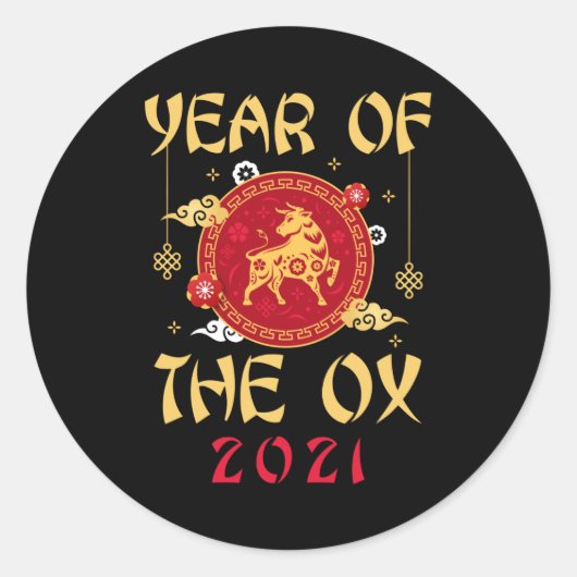Ox Chinese Zodiac Ronde Sticker (Voorkant)