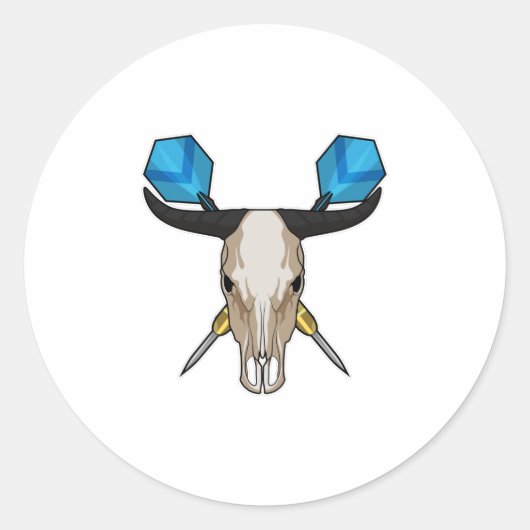 Ox in Darts met Dart Ronde Sticker (Voorkant)