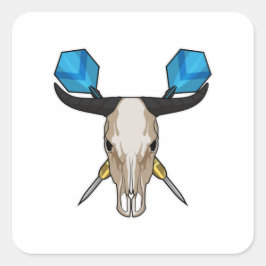 Ox in Darts met Dart Vierkante Sticker