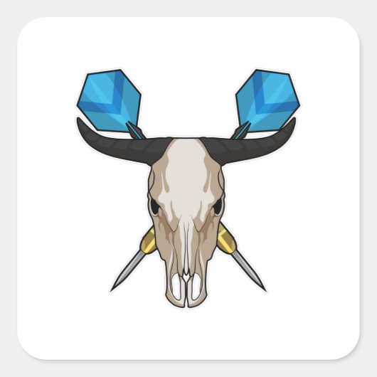 Ox in Darts met Dart Vierkante Sticker (Voorkant)
