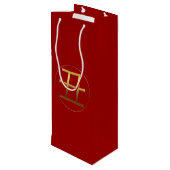 Ox jaar goudreliëf symbool Wijn Gift Bag Wijn Cadeautas (Achterkant Gekanteld)