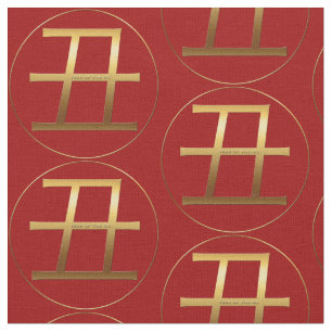 Ox jaar goudreliëf, symbool Zodiac Fabric Stof