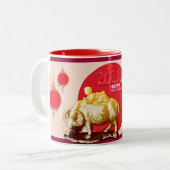 OX Kind Lantern Cherry Blossom Chinees Nieuwjaar 1 Tweekleurige Koffiemok (Voorkant links)