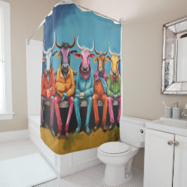 Ox Koe Boerderij Aangekleed Douchegordijn