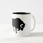 ox, moggy, rundvee, koe, stierengevecht, corrida,  tweekleurige koffiemok (Voorkant rechts)