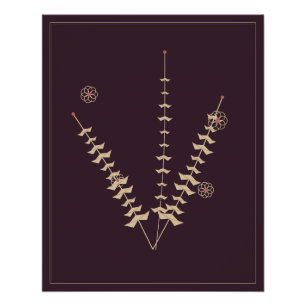 Oxblood Botanische Studie Vintage Bloemenposter Perfect Poster