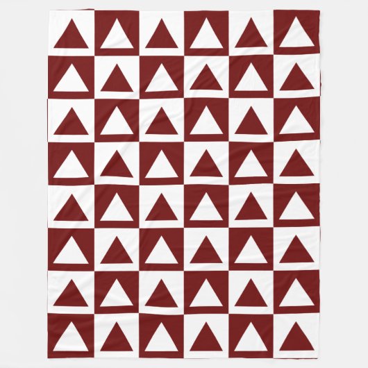 Oxbloored & White Driehoeken Patroonontwerp Fleece Deken (Voorkant)