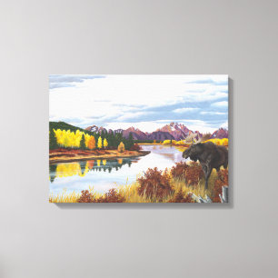 Oxbow Bend Grand Teton's Canvas Afdruk