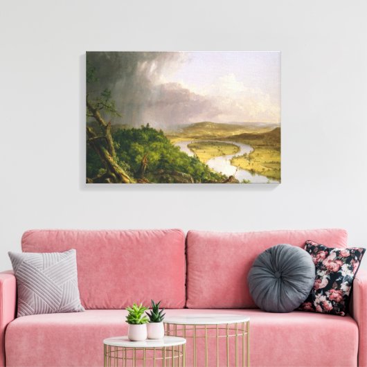 Oxbow Seen van Mount Holyoke, Massachusetts Canvas Afdruk (Insitu (Woonkamer))