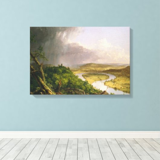 Oxbow Seen van Mount Holyoke, Massachusetts Canvas Afdruk (Insitu (Houten vloer))