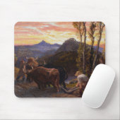 Oxen-ploegen op zonsondergang (m/v op papier) muismat (Met muis)