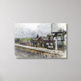 Oxenhope Station Heritage Railway Aquarel Canvas Afdruk