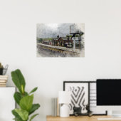 Oxenhope Station Heritage Railway Aquarel Poster (Thuiskantoor)