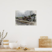 Oxenhope Station Heritage Railway Aquarel Poster (Keuken)
