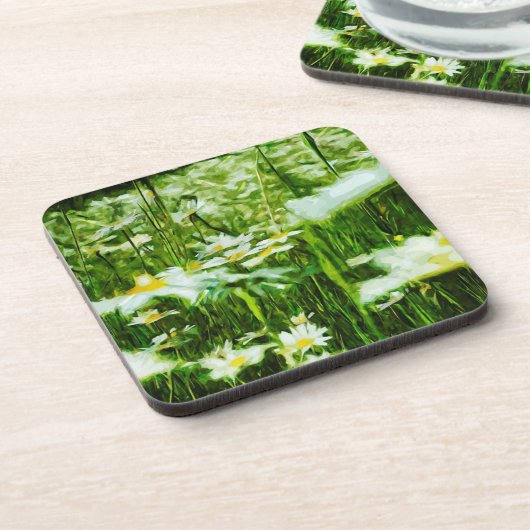 Oxeye Daisy Abstract Impressionisme Bier Onderzetter (Linkerzijde)