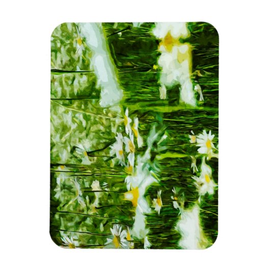 Oxeye Daisy Abstract Impressionisme Magneet (Verticaal)