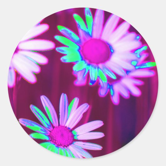 Oxeye Daisy Meadow Pop Art Style Ronde Sticker (Voorkant)