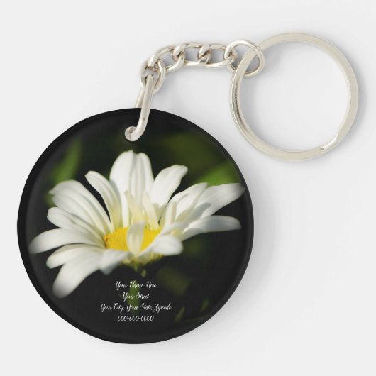Oxeye Daisy Round AcrylSleutelhanger Sleutelhanger (Achterkant)