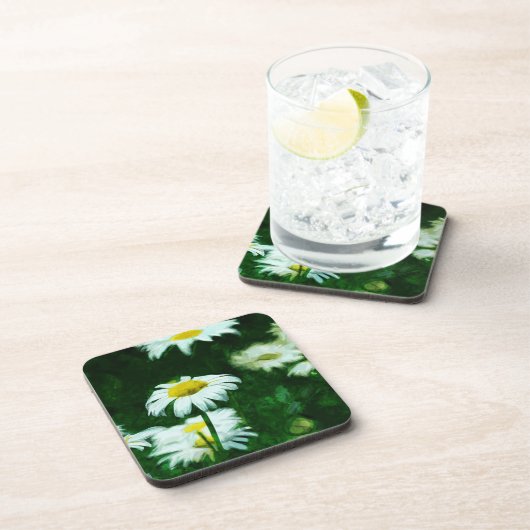 Oxeye White Daisies Abstract Impressionisme Drankjes Onderzetter (Rechterzijde)