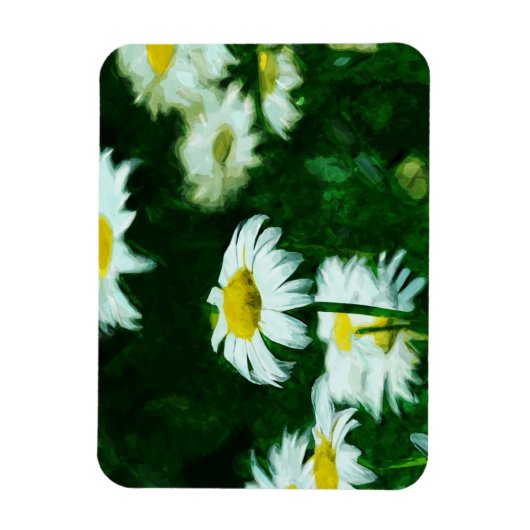 Oxeye White Daisies Abstract Impressionisme Magneet (Verticaal)