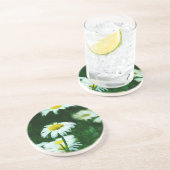 Oxeye White Daisies Abstract Impressionisme Zandsteen Onderzetter (Zijkant)