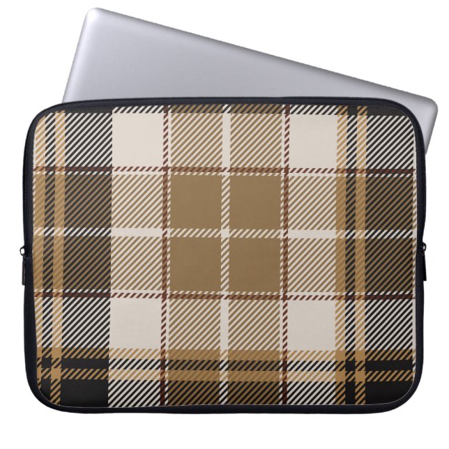 Oxford Black en Tan Plaid Laptop Sleeve (Voorkant)