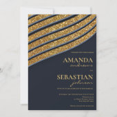 Oxford blauw goud glitter geometrische typo bruilo kaart (Voorkant)