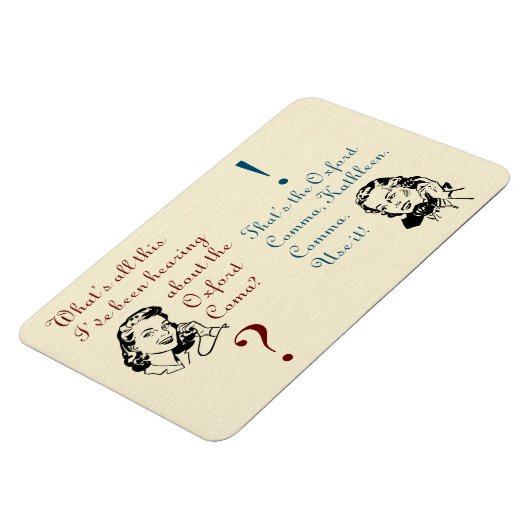 Oxford Comma Coma niet met Retro-dames Magneet (Linkerzijde)