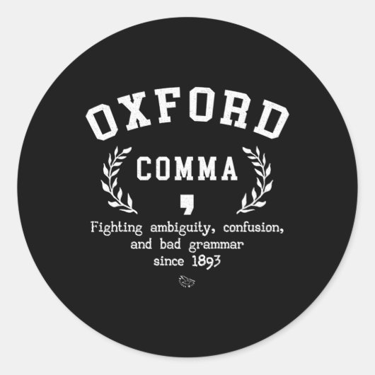 Oxford Comma Engelse Grammar Nerd Ronde Sticker (Voorkant)