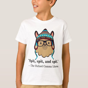 Oxford comma lama grammatica nerd zwarte tekst spi t-shirt