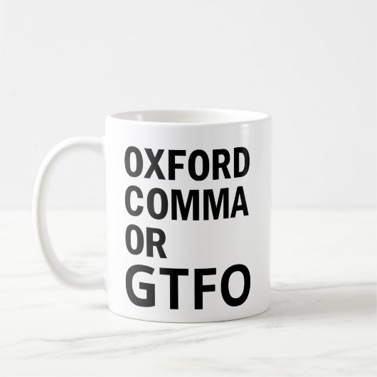 Oxford Comma of GTFO Koffiemok (Links)