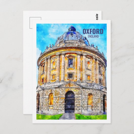 Oxford Engeland Beroemde Reisplaats Waterverf Briefkaart (Voorkant / Achterkant)