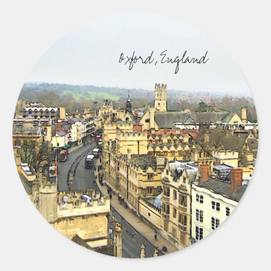 Oxford, Engeland, High St Uitzicht Ronde Sticker (Voorkant)