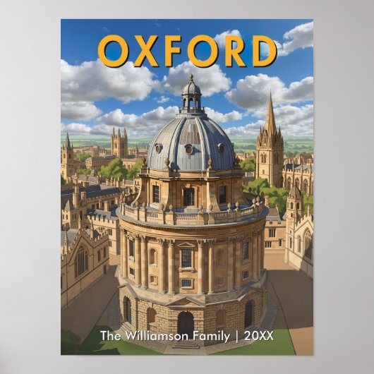 Oxford, Engeland - Radcliffe Camera Retro Reis Poster (Voorkant)