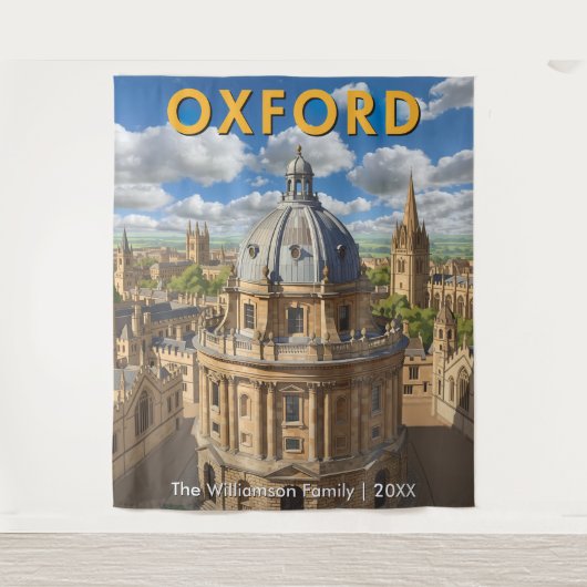 Oxford, Engeland Radcliffe Camera Retro Reizen Wandkleed (Voorkant)