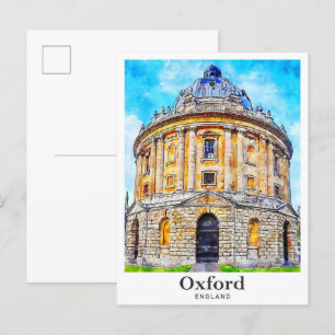 Oxford Engeland Reizen Waterverf Schets Hand getek Briefkaart