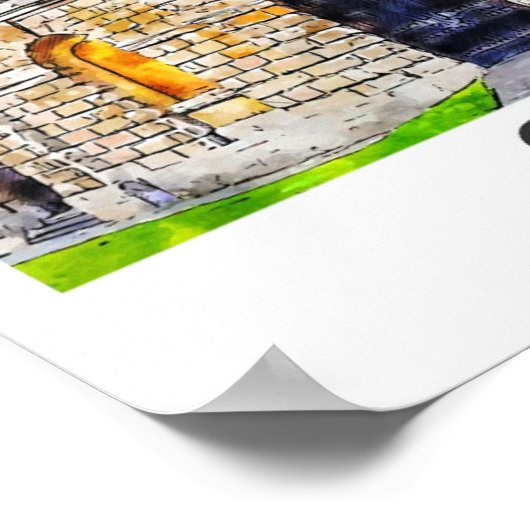 Oxford Engeland Reizen Waterverf Schets Hand getek Poster (Hoek)