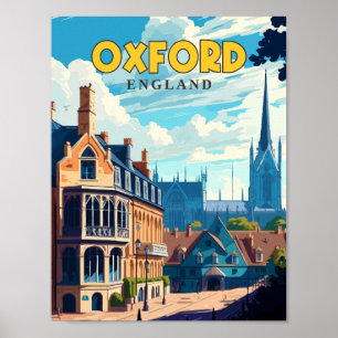 Oxford Engeland vintage reisillustratie Poster