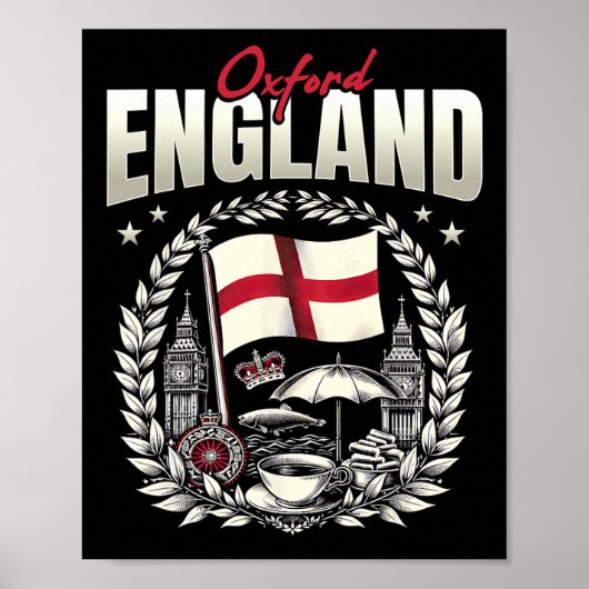 Oxford Engeland Vlag Souvenir Oxford Vakantie  Poster (Voorkant)