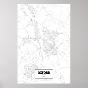 Oxford, Engeland (zwart op wit) Poster
