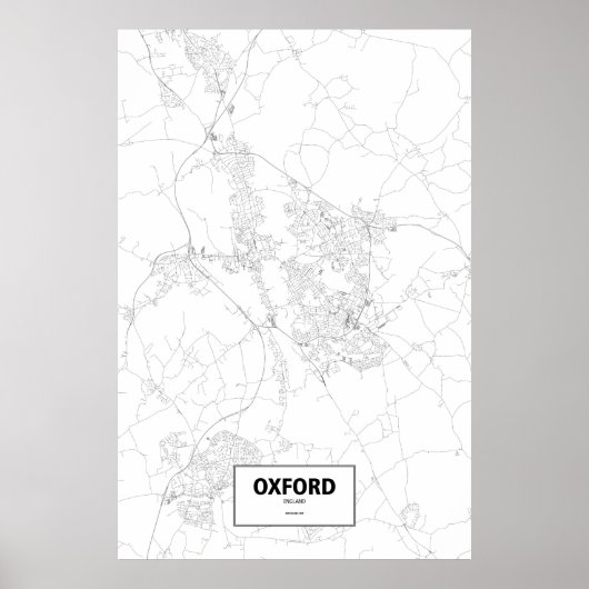 Oxford, Engeland (zwart op wit) Poster (Voorkant)