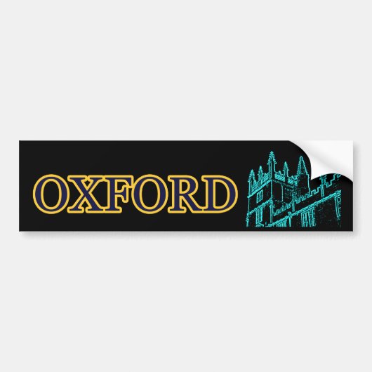 Oxford England Building Spirals Cyan Black Gibney Bumpersticker (Voorkant)