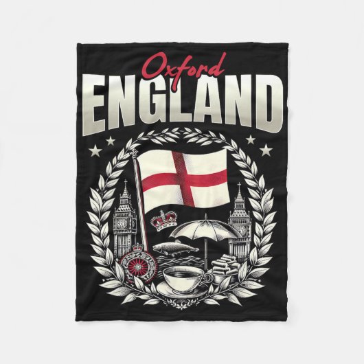 Oxford England Flag Souvenir Oxford Vacation Fleece Deken (Voorkant)