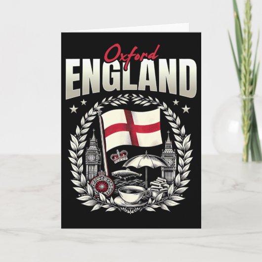 Oxford England Flag Souvenir Oxford Vacation Kaart (Voorkant)