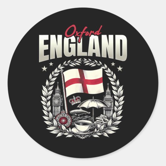 Oxford England Flag Souvenir Oxford Vacation  Ronde Sticker (Voorkant)