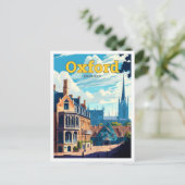 Oxford England Travel Art Vintage Illustratie Briefkaart (Staand voorkant)